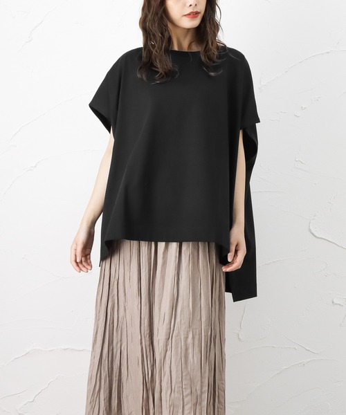 100% ORGANIC COTTON(100パーセントオーガニックコットン)の「ポンチョシルエット 半袖Tシャツ(Tシャツ/カットソー・レディース・サックスブルー/ブラック/ブラウン/ホワイト・フリー)」の2枚目の写真