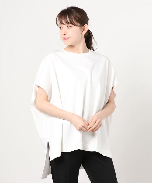 100% ORGANIC COTTON(100パーセントオーガニックコットン)の「ポンチョシルエット 半袖Tシャツ(Tシャツ/カットソー・レディース・サックスブルー/ブラック/ブラウン/ホワイト・フリー)」の18枚目の写真