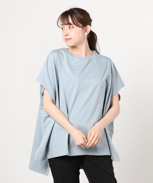100% ORGANIC COTTON(100パーセントオーガニックコットン)の「ポンチョシルエット 半袖Tシャツ(Tシャツ/カットソー・レディース・サックスブルー/ブラック/ブラウン/ホワイト・フリー)」の17枚目の写真