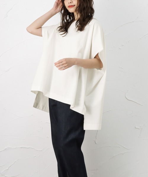 100% ORGANIC COTTON(100パーセントオーガニックコットン)の「ポンチョシルエット 半袖Tシャツ(Tシャツ/カットソー・レディース・サックスブルー/ブラック/ブラウン/ホワイト・フリー)」の7枚目の写真