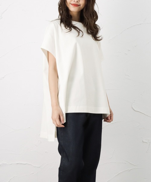 100% ORGANIC COTTON(100パーセントオーガニックコットン)の「ポンチョシルエット 半袖Tシャツ(Tシャツ/カットソー・レディース・サックスブルー/ブラック/ブラウン/ホワイト・フリー)」の8枚目の写真