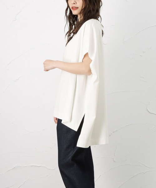 100% ORGANIC COTTON(100パーセントオーガニックコットン)の「ポンチョシルエット 半袖Tシャツ(Tシャツ/カットソー・レディース・サックスブルー/ブラック/ブラウン/ホワイト・フリー)」の9枚目の写真