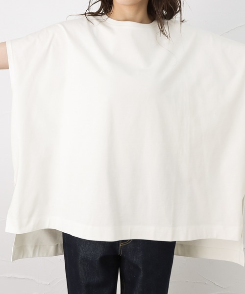 100% ORGANIC COTTON(100パーセントオーガニックコットン)の「ポンチョシルエット 半袖Tシャツ(Tシャツ/カットソー・レディース・サックスブルー/ブラック/ブラウン/ホワイト・フリー)」の15枚目の写真