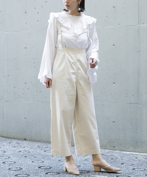 AS KNOW AS PINKY（アズノゥアズピンキー）の「サス付ゆるりなパンツ（サロペット/オーバーオール・レディース・ベージュ/インディゴブルー/ブルー/アイボリー・FREE）」の10枚目の写真