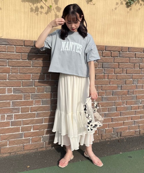 one after another NICE CLAUP(ワンアフターアナザーナイスクラップ)の「【Web限定】ラッフルスカート(スカート・レディース・アイボリー/ブラック系その他/アニマル・FREE)」の7枚目の写真