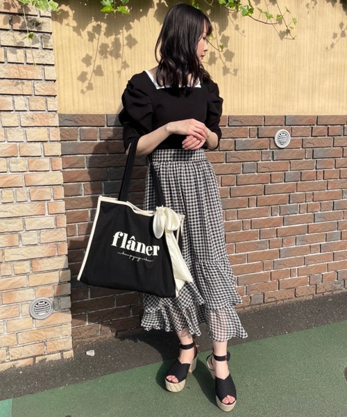 one after another NICE CLAUP(ワンアフターアナザーナイスクラップ)の「【Web限定】ラッフルスカート(スカート・レディース・アイボリー/ブラック系その他/アニマル・FREE)」の5枚目の写真