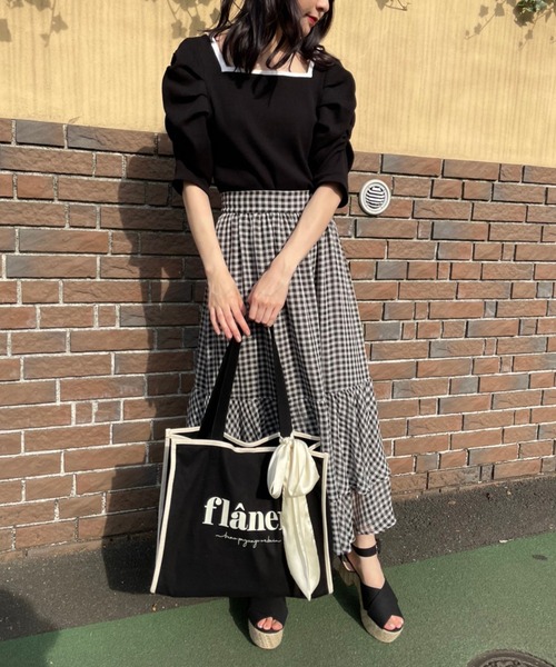 one after another NICE CLAUP(ワンアフターアナザーナイスクラップ)の「【Web限定】ラッフルスカート(スカート・レディース・アイボリー/ブラック系その他/アニマル・FREE)」の10枚目の写真