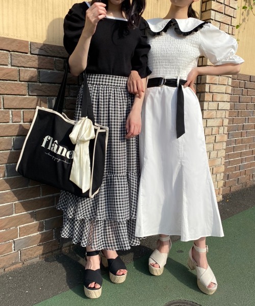 one after another NICE CLAUP(ワンアフターアナザーナイスクラップ)の「【Web限定】ラッフルスカート(スカート・レディース・アイボリー/ブラック系その他/アニマル・FREE)」の12枚目の写真