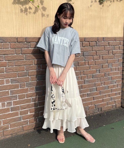 one after another NICE CLAUP(ワンアフターアナザーナイスクラップ)の「【Web限定】ラッフルスカート(スカート・レディース・アイボリー/ブラック系その他/アニマル・FREE)」の20枚目の写真