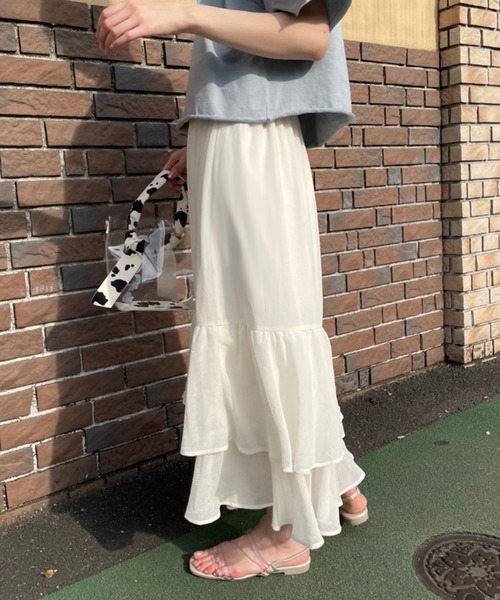 one after another NICE CLAUP(ワンアフターアナザーナイスクラップ)の「【Web限定】ラッフルスカート(スカート・レディース・アイボリー/ブラック系その他/アニマル・FREE)」の22枚目の写真