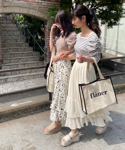 one after another NICE CLAUP(ワンアフターアナザーナイスクラップ)の「【Web限定】ラッフルスカート(スカート・レディース・アイボリー/ブラック系その他/アニマル・FREE)」の8枚目の写真