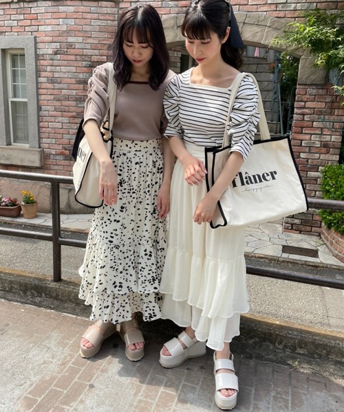 one after another NICE CLAUP(ワンアフターアナザーナイスクラップ)の「【Web限定】ラッフルスカート(スカート・レディース・アイボリー/ブラック系その他/アニマル・FREE)」の16枚目の写真