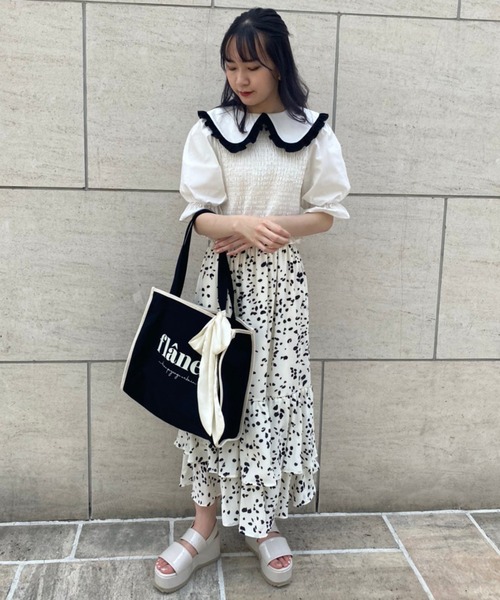 one after another NICE CLAUP(ワンアフターアナザーナイスクラップ)の「【Web限定】ラッフルスカート(スカート・レディース・アイボリー/ブラック系その他/アニマル・FREE)」の13枚目の写真