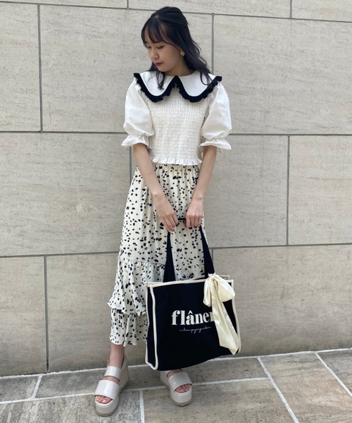 one after another NICE CLAUP(ワンアフターアナザーナイスクラップ)の「【Web限定】ラッフルスカート(スカート・レディース・アイボリー/ブラック系その他/アニマル・FREE)」の9枚目の写真