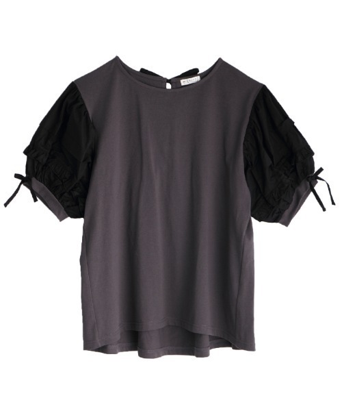 axes femme(アクシーズファム)の「ボリューム袖カットチュニ(Tシャツ/カットソー・レディース・キナリ/チャコール/ミント・MEDIUM)」の2枚目の写真