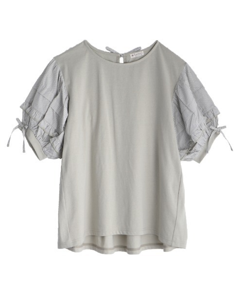 axes femme(アクシーズファム)の「ボリューム袖カットチュニ(Tシャツ/カットソー・レディース・キナリ/チャコール/ミント・MEDIUM)」の3枚目の写真