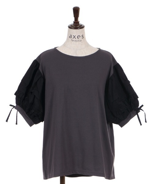 axes femme(アクシーズファム)の「ボリューム袖カットチュニ(Tシャツ/カットソー・レディース・キナリ/チャコール/ミント・MEDIUM)」の13枚目の写真