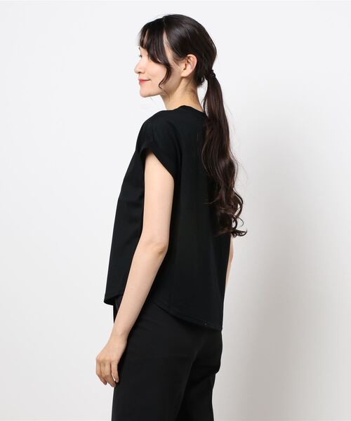 Lui's（ルイス）の「メッセージプリントフレンチTシャツ（Tシャツ/カットソー・レディース・ホワイト/ブラック/ベージュ・FREE）」の4枚目の写真