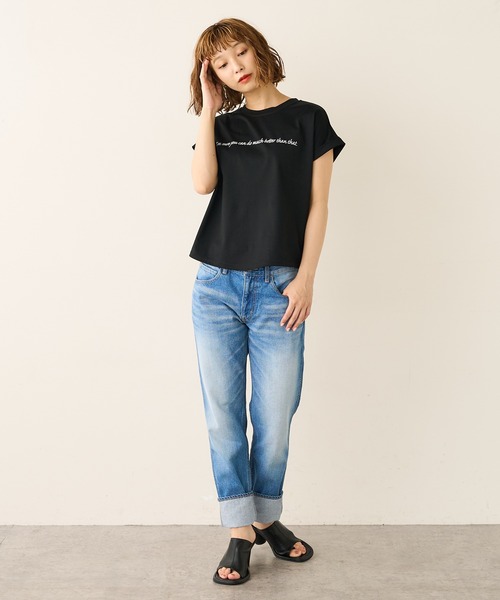 Lui's（ルイス）の「メッセージプリントフレンチTシャツ（Tシャツ/カットソー・レディース・ホワイト/ブラック/ベージュ・FREE）」の18枚目の写真