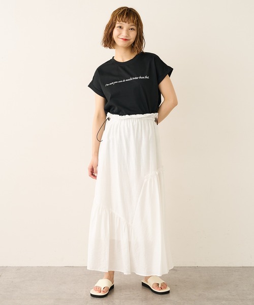 Lui's（ルイス）の「メッセージプリントフレンチTシャツ（Tシャツ/カットソー・レディース・ホワイト/ブラック/ベージュ・FREE）」の17枚目の写真