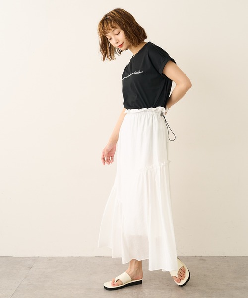 Lui's（ルイス）の「メッセージプリントフレンチTシャツ（Tシャツ/カットソー・レディース・ホワイト/ブラック/ベージュ・FREE）」の9枚目の写真