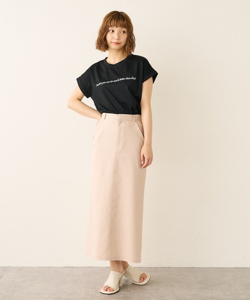 Lui's（ルイス）の「メッセージプリントフレンチTシャツ（Tシャツ/カットソー・レディース・ホワイト/ブラック/ベージュ・FREE）」の6枚目の写真