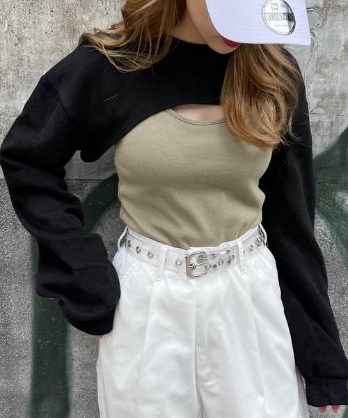 WEGO（ウィゴー）の「WEGO/ショートトップス（スウェット・レディース・パープル/杢グレー/ブラック・FREE）」の2枚目の写真