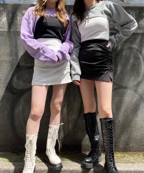 WEGO（ウィゴー）の「WEGO/ショートトップス（スウェット・レディース・パープル/杢グレー/ブラック・FREE）」の9枚目の写真