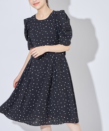 tocco closet | ウエストリボン付きパワーショルダーハートドットワンピース(ワンピース)