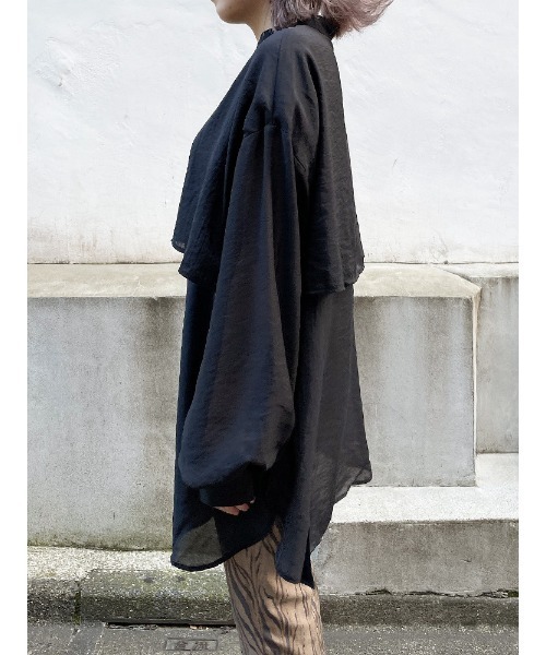 ENVYM（アンビー）の「シアーラッフルシャツ（シャツ/ブラウス・レディース・ホワイト/ブラック・FREE）」の13枚目の写真