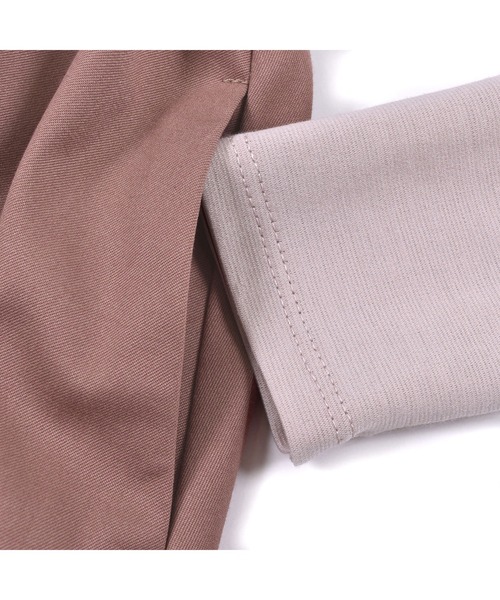 TartineetChocolat/リボンバイカラーポンチ切り替えフレア長袖ワンピース(100~140cm)