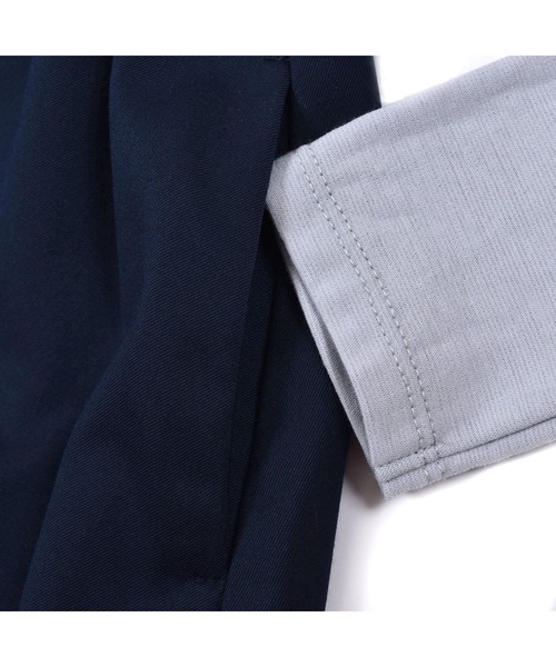 TartineetChocolat/リボンバイカラーポンチ切り替えフレア長袖ワンピース(100~140cm)