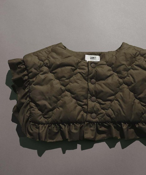 I am I in fact...（アイアムアイインファクト）の「EVO DOWN キルティング フリルつけ衿（付け襟・レディース・ブラック/パープル/カーキ/ブルー・FREE）」の3枚目の写真