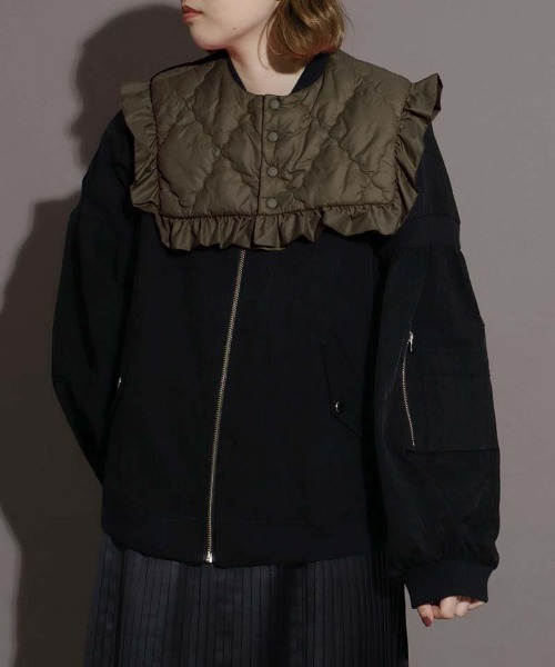 I am I in fact...（アイアムアイインファクト）の「EVO DOWN キルティング フリルつけ衿（付け襟・レディース・ブラック/パープル/カーキ/ブルー・FREE）」の10枚目の写真