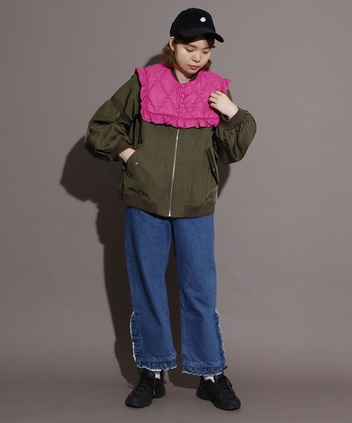 I am I in fact...（アイアムアイインファクト）の「EVO DOWN キルティング フリルつけ衿（付け襟・レディース・ブラック/パープル/カーキ/ブルー・FREE）」の6枚目の写真