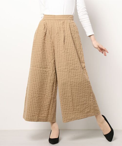 Samansa Mos2（サマンサ モスモス）の「シャドーチェックワイドパンツ（その他パンツ・レディース・ベージュ/ブラウン/カーキ/チャコール・ﾌﾘ-）」の3枚目の写真