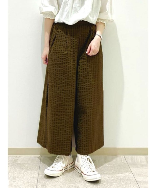 Samansa Mos2（サマンサ モスモス）の「シャドーチェックワイドパンツ（その他パンツ・レディース・ベージュ/ブラウン/カーキ/チャコール・ﾌﾘ-）」の4枚目の写真