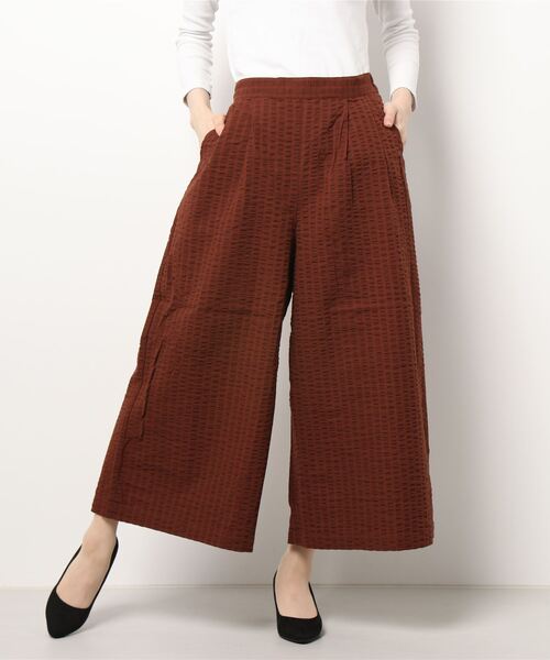 Samansa Mos2（サマンサ モスモス）の「シャドーチェックワイドパンツ（その他パンツ・レディース・ベージュ/ブラウン/カーキ/チャコール・ﾌﾘ-）」の9枚目の写真