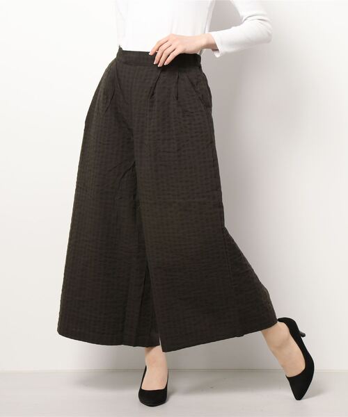 Samansa Mos2（サマンサ モスモス）の「シャドーチェックワイドパンツ（その他パンツ・レディース・ベージュ/ブラウン/カーキ/チャコール・ﾌﾘ-）」の5枚目の写真