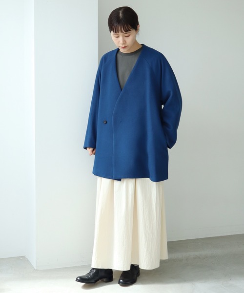 note et silence （ノートエシロンス）の「.super100ショートビーバーノーカラージャケット（ノーカラージャケット・レディース・ブラック/レッド/ブルー/ライトベージュ・FREE）」の16枚目の写真