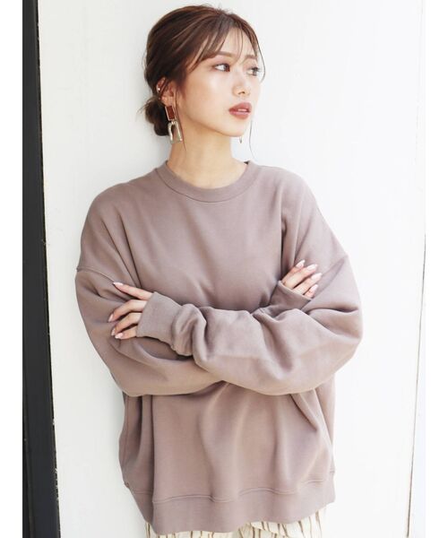 MURUA（ムルーア）の「プレーンルーズスウェット（スウェット・レディース・ホワイト/ダークグレー/モカ・FREE）」の3枚目の写真