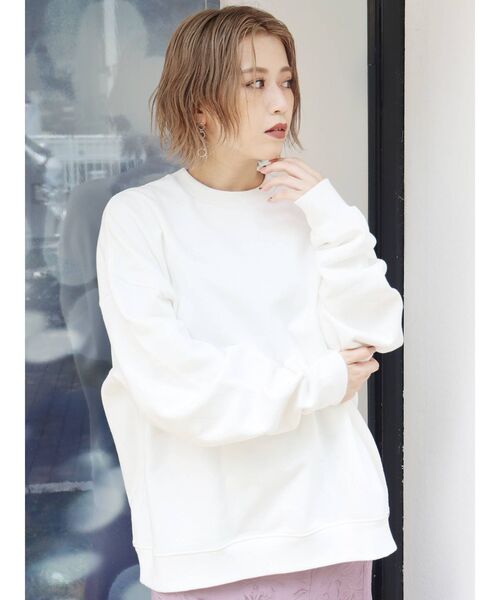 MURUA（ムルーア）の「プレーンルーズスウェット（スウェット・レディース・ホワイト/ダークグレー/モカ・FREE）」の8枚目の写真