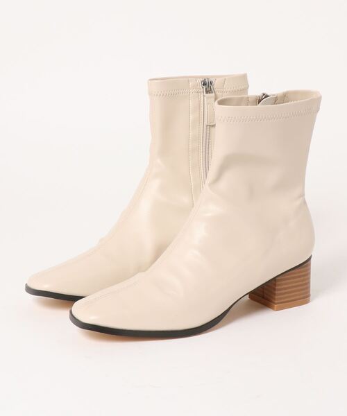 Samansa Mos2 blue(サマンサモスモスブルー)の「太ヒールストレッチブーツ(ブーツ・レディース・キナリ/ブラウン/ブラック・MEDIUM/LARGE)」の1枚目の写真