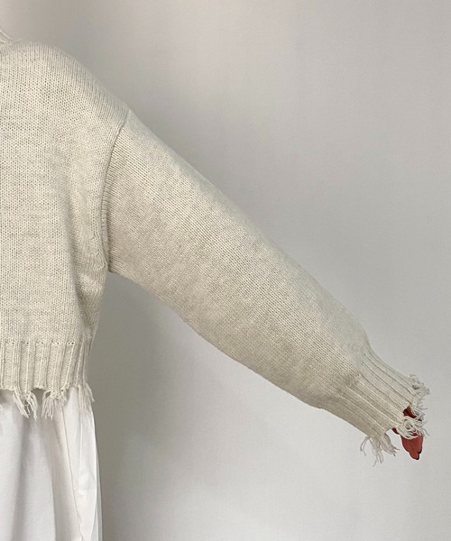 CAPRICIEUX LE'MAGE（カプリシューレマージュ）の「〈セットアイテム〉シャツSETクラッシュハイネックプルオーバー（ニット/セーター・レディース・チャコールグレー/ライトベージュ/グリーン系その他・FREE）」の4枚目の写真