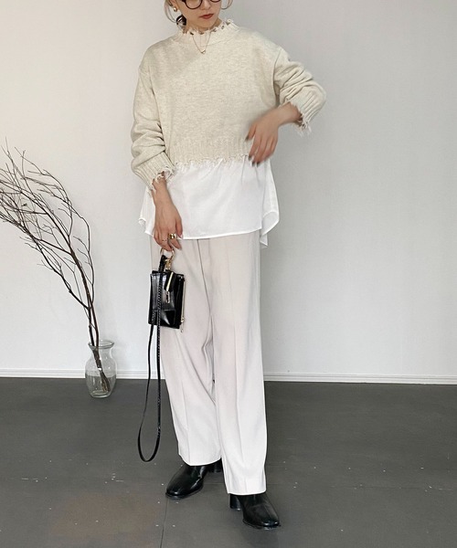 CAPRICIEUX LE'MAGE（カプリシューレマージュ）の「〈セットアイテム〉シャツSETクラッシュハイネックプルオーバー（ニット/セーター・レディース・チャコールグレー/ライトベージュ/グリーン系その他・FREE）」の19枚目の写真