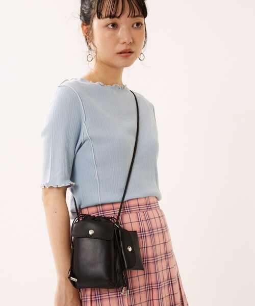 FREAK'S STORE（フリークスストア）の「cache cache/カシュカシュ スマホポケット付きショルダーバッグ(スマホショルダー)（ショルダーバッグ・レディース・ブラック/ホワイト/パープル/イエロー/ピンク/オレンジ・ONE SIZE）」の7枚目の写真