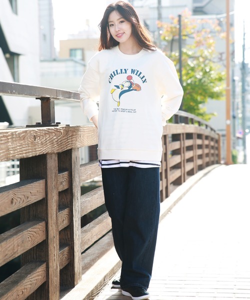 WESTSEA（ウエストシー）の「Chilly Willy　チリ―ウィリー ルーズサイズ 裏毛 長袖トレーナー（スウェット・レディース・ホワイト系その他/グリーン/オフホワイト/ベージュ/ブルー/ブラウン/スミクロ/ブラック系その他/グリーン系その他・XL/L/M）」の16枚目の写真