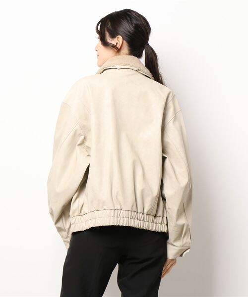 Oriens JOURNAL STANDARD（オリエンス ジャーナルスタンダード）の「フェイクレザーボマーブルゾン（ブルゾン・レディース・ブラウン/アイボリー・MEDIUM/LARGE）」の7枚目の写真