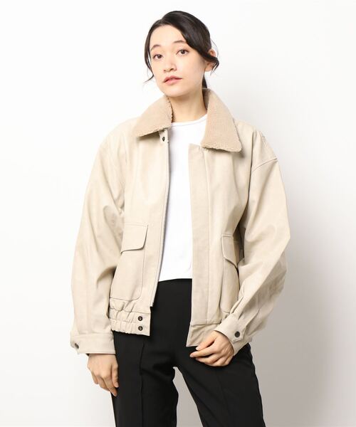 Oriens JOURNAL STANDARD（オリエンス ジャーナルスタンダード）の「フェイクレザーボマーブルゾン（ブルゾン・レディース・ブラウン/アイボリー・MEDIUM/LARGE）」の11枚目の写真