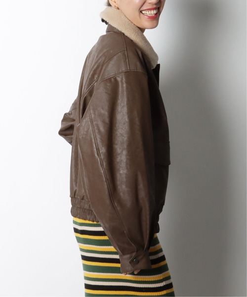 Oriens JOURNAL STANDARD（オリエンス ジャーナルスタンダード）の「フェイクレザーボマーブルゾン（ブルゾン・レディース・ブラウン/アイボリー・MEDIUM/LARGE）」の12枚目の写真